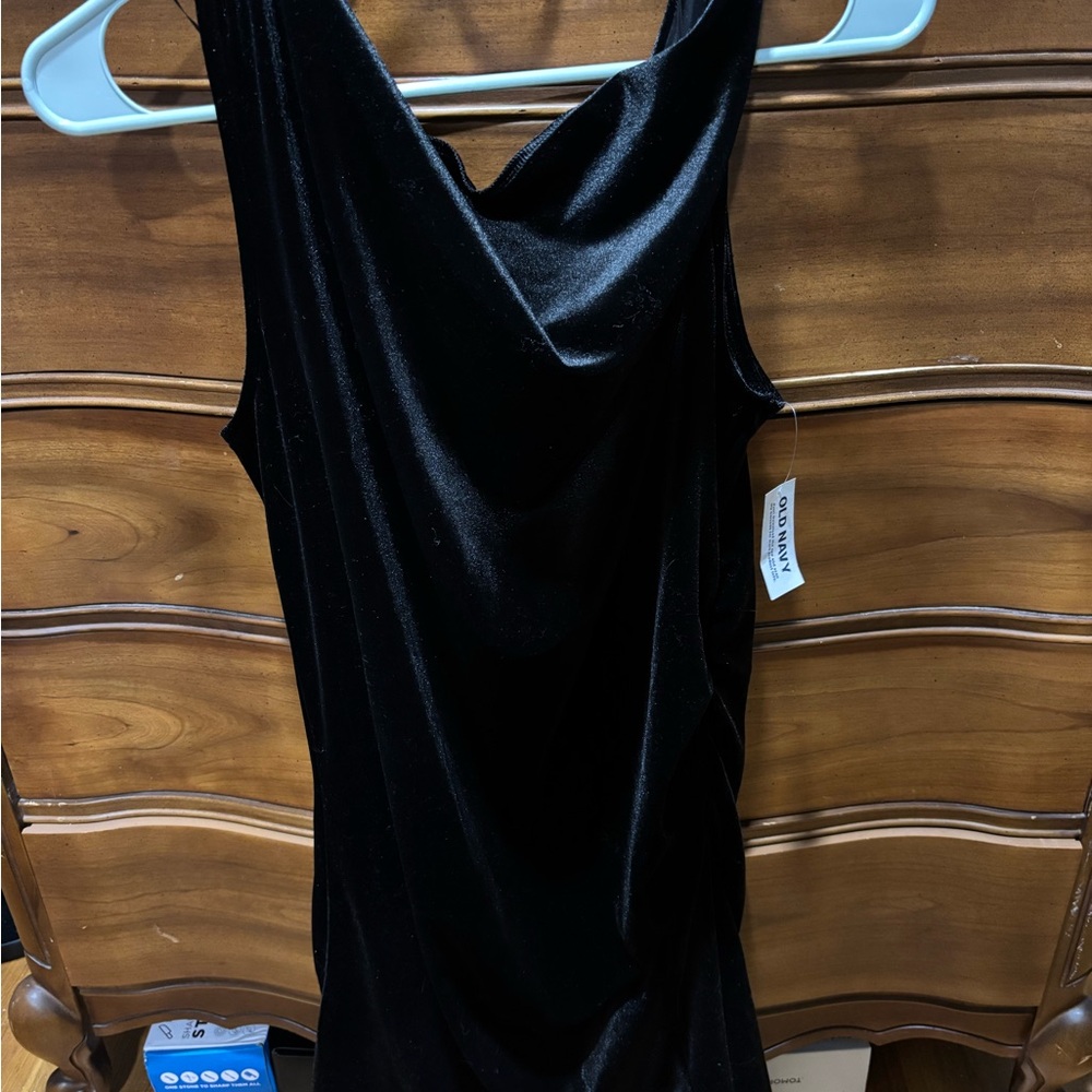 Old Navy Black Velvet Midi Dress